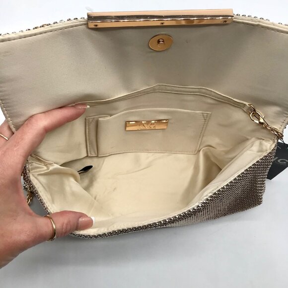 I.N.C. International Concepts Gold Mesh Hether Convertible Clutch - Picture 10 of 11